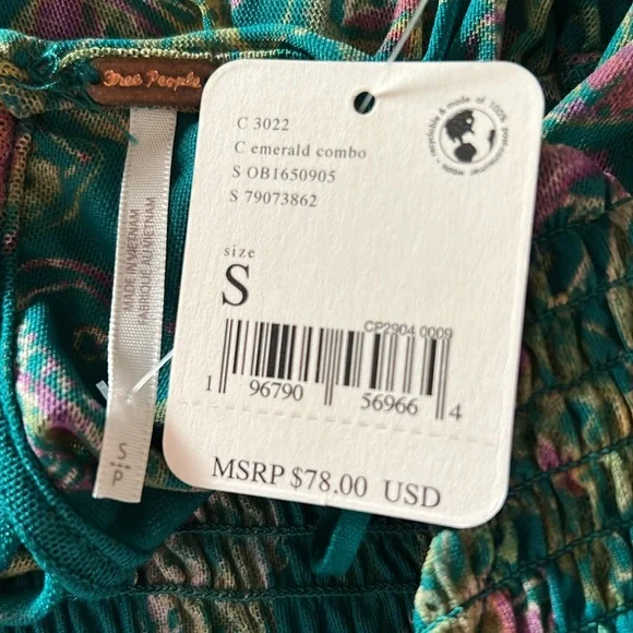 Free People Up For Anything Blouse in Emerald Combo, Size Small - Picture 16 of 17